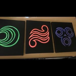 Zelda Goddess Symbols three 8x10inch glowpaintings